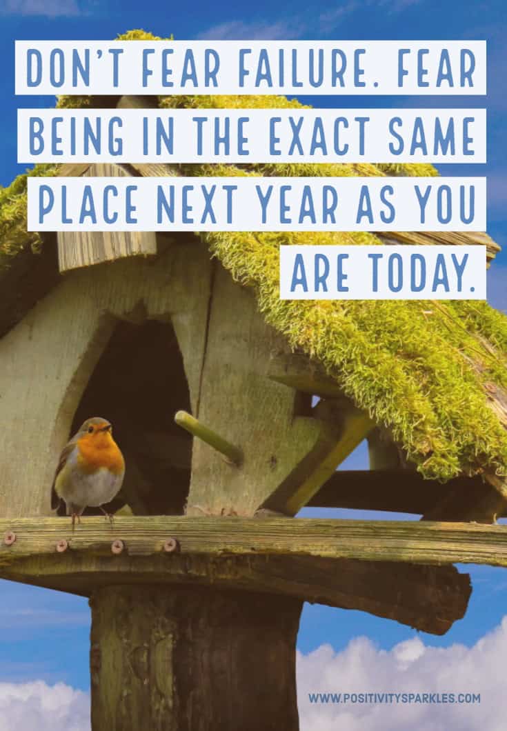 Don't fear failure. Fear being in the exact same place next year as you are today