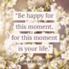 Be happy for this moment, for this moment is your life