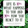 Life is 10% what happens to you and 90% how you react to it