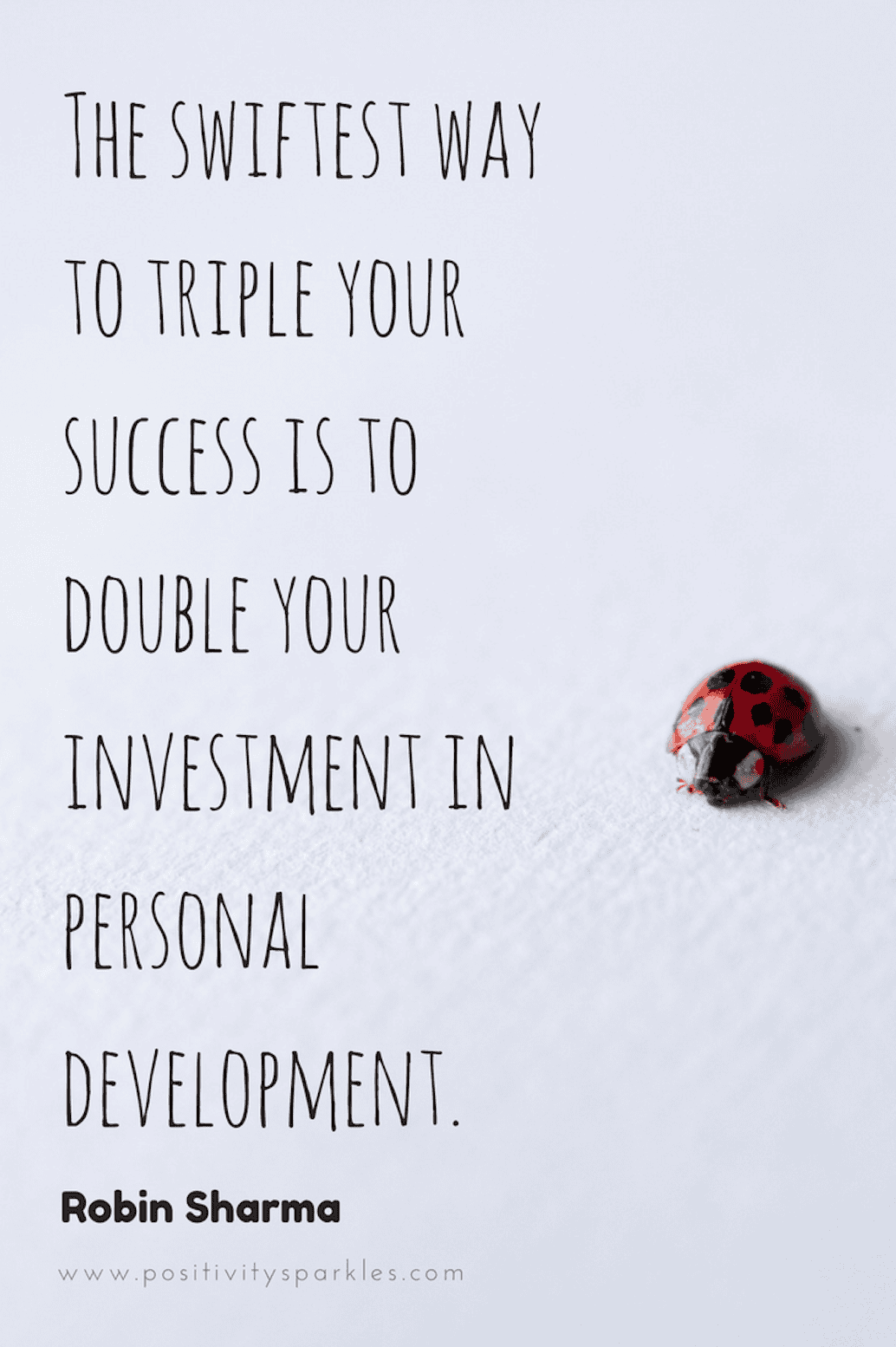 The swiftest way to triple your success is to double your investment in personal development.