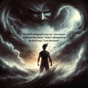 The devil whispered in my ear, “you cannot withstand the storm.” Today I whispered in the devil’s ear, "I am the storm."