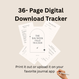 The $1K/Week Field Tracker — 30-day printable and fillable manifestation journal for consistent $1K weeks